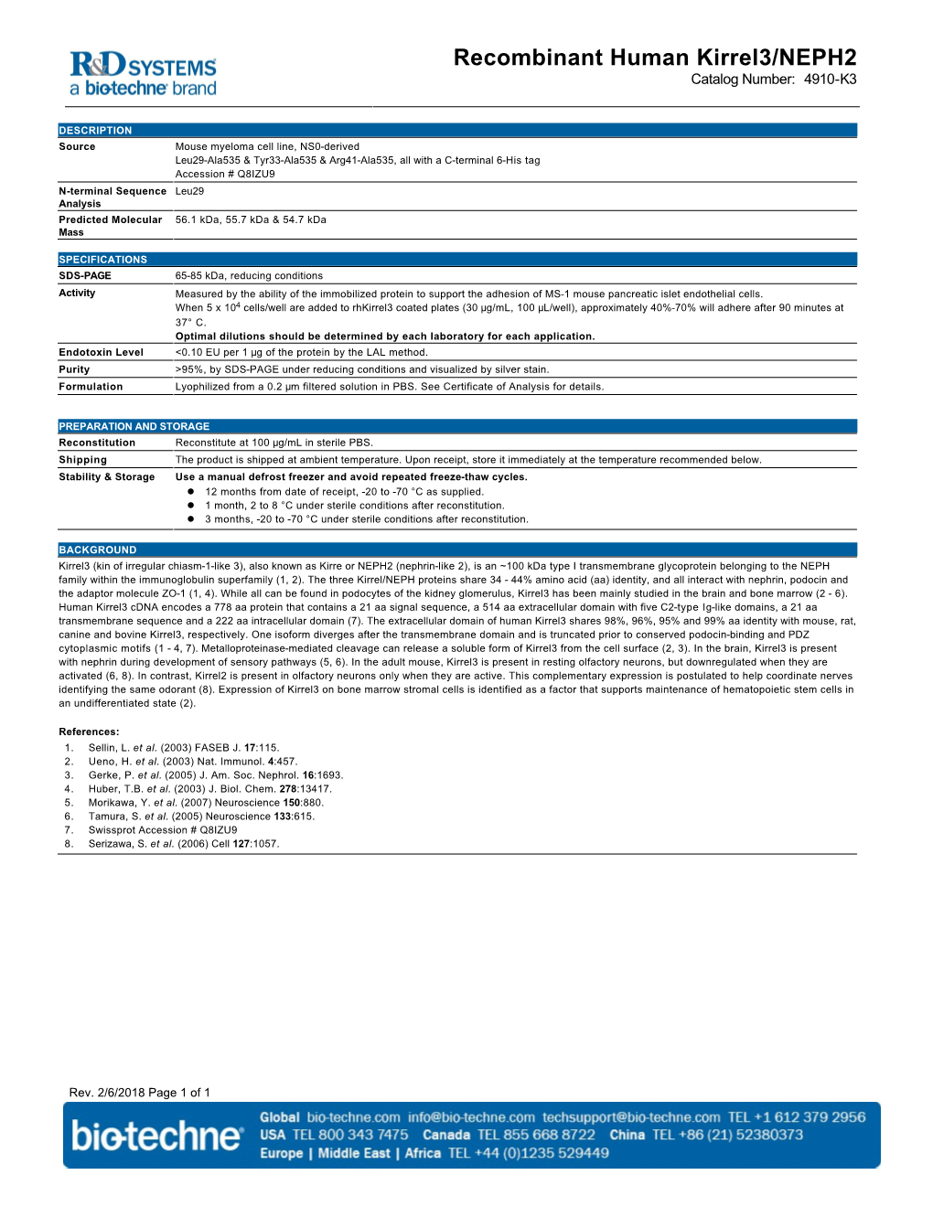 Recombinant Human Kirrel3/NEPH2 Catalog Number: 4910-K3