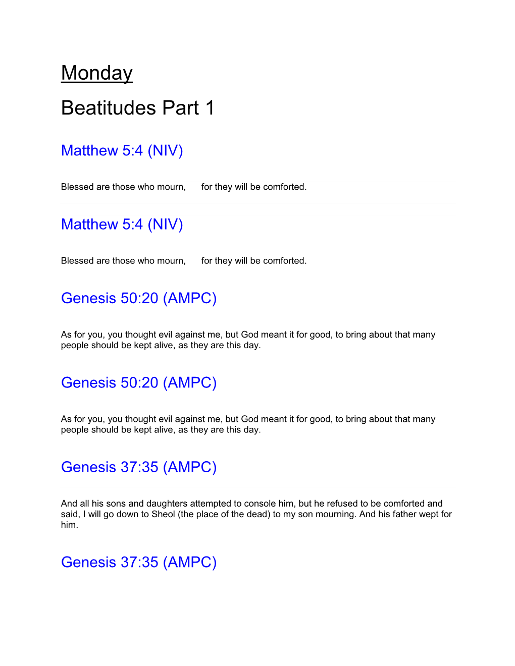 Monday Beatitudes Part 1