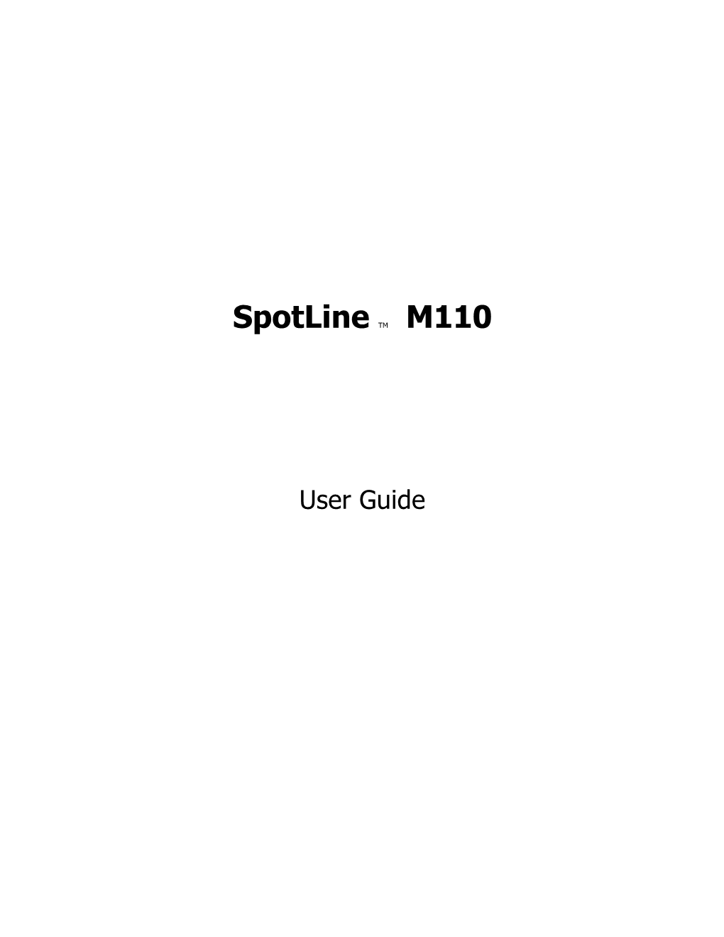 Spotline M110 Manual