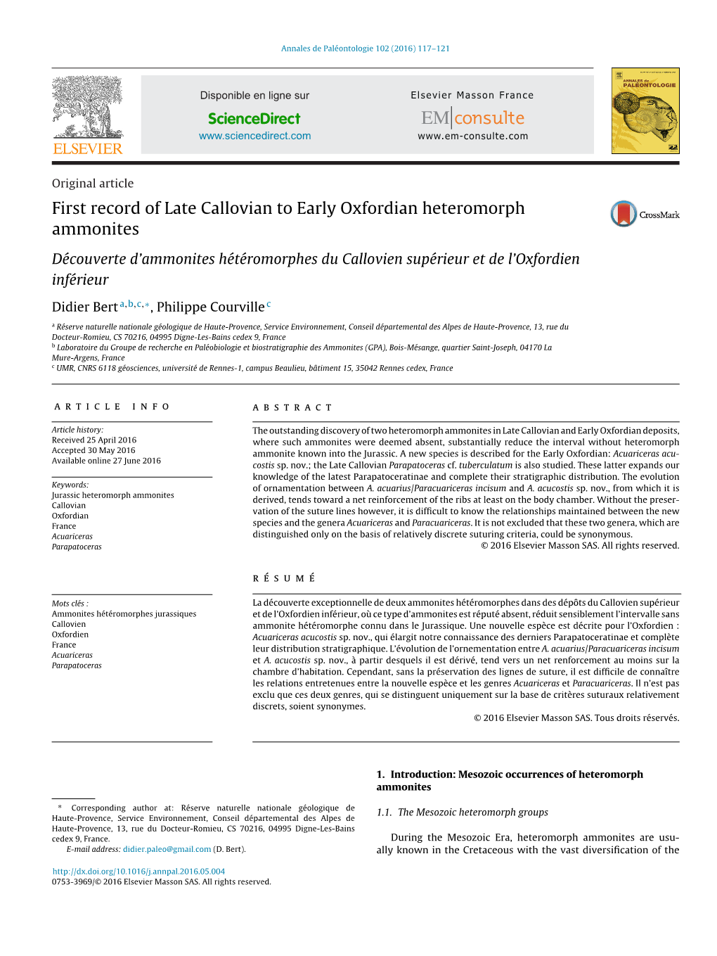 First Record of Late Callovian to Early Oxfordian Heteromorph Ammonites