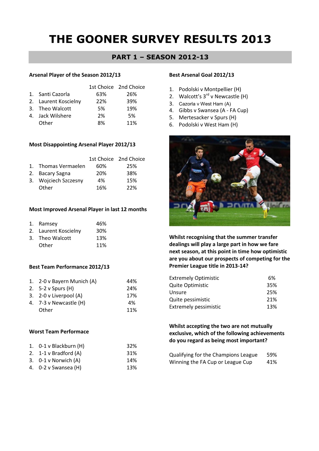 The Gooner Survey Results 2013