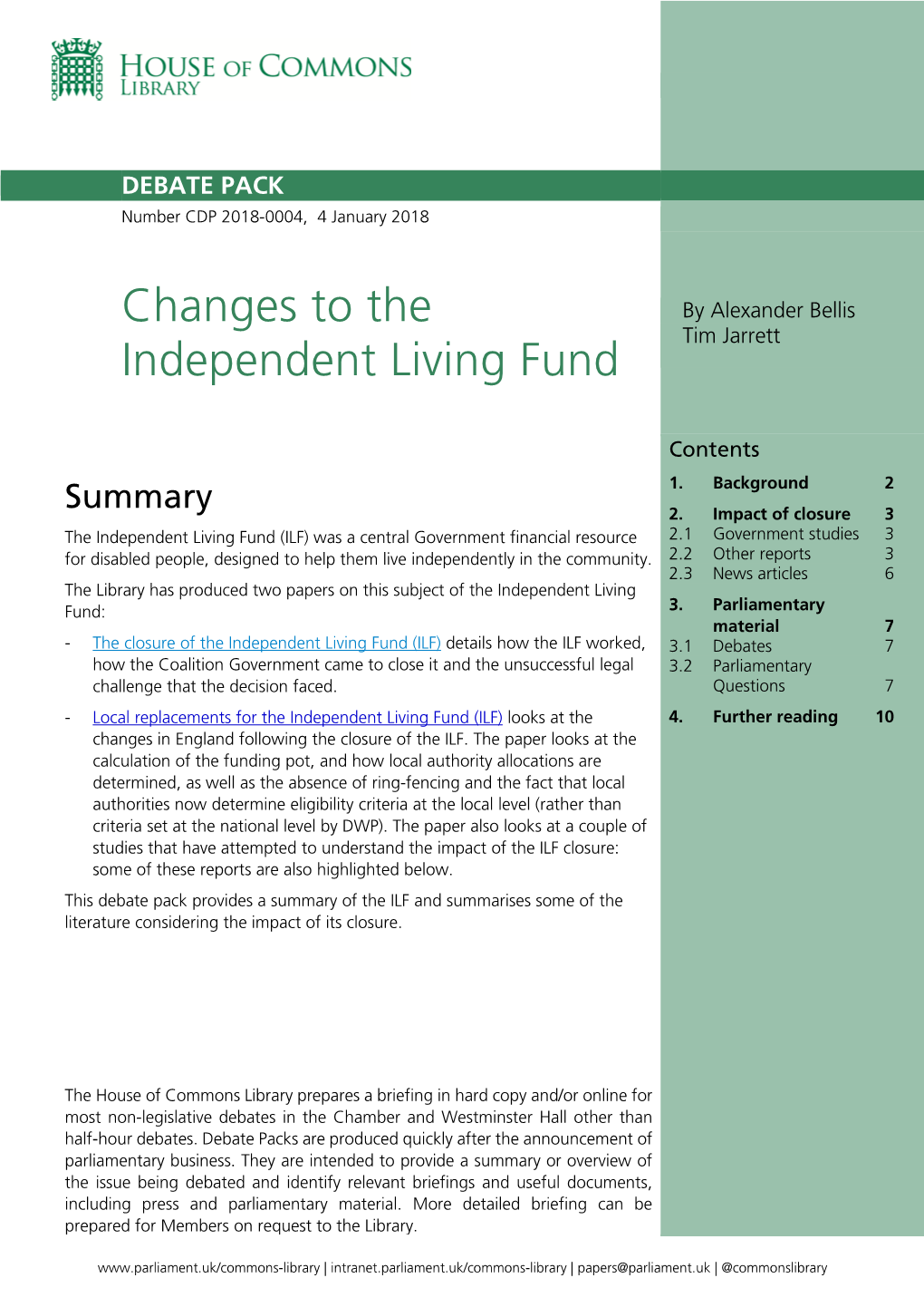 Changes to the Independent Living Fund 3