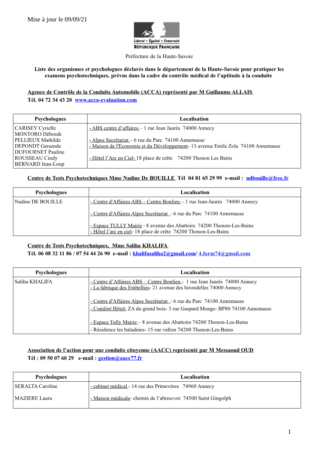 Liste Des Centres Psychotechniques