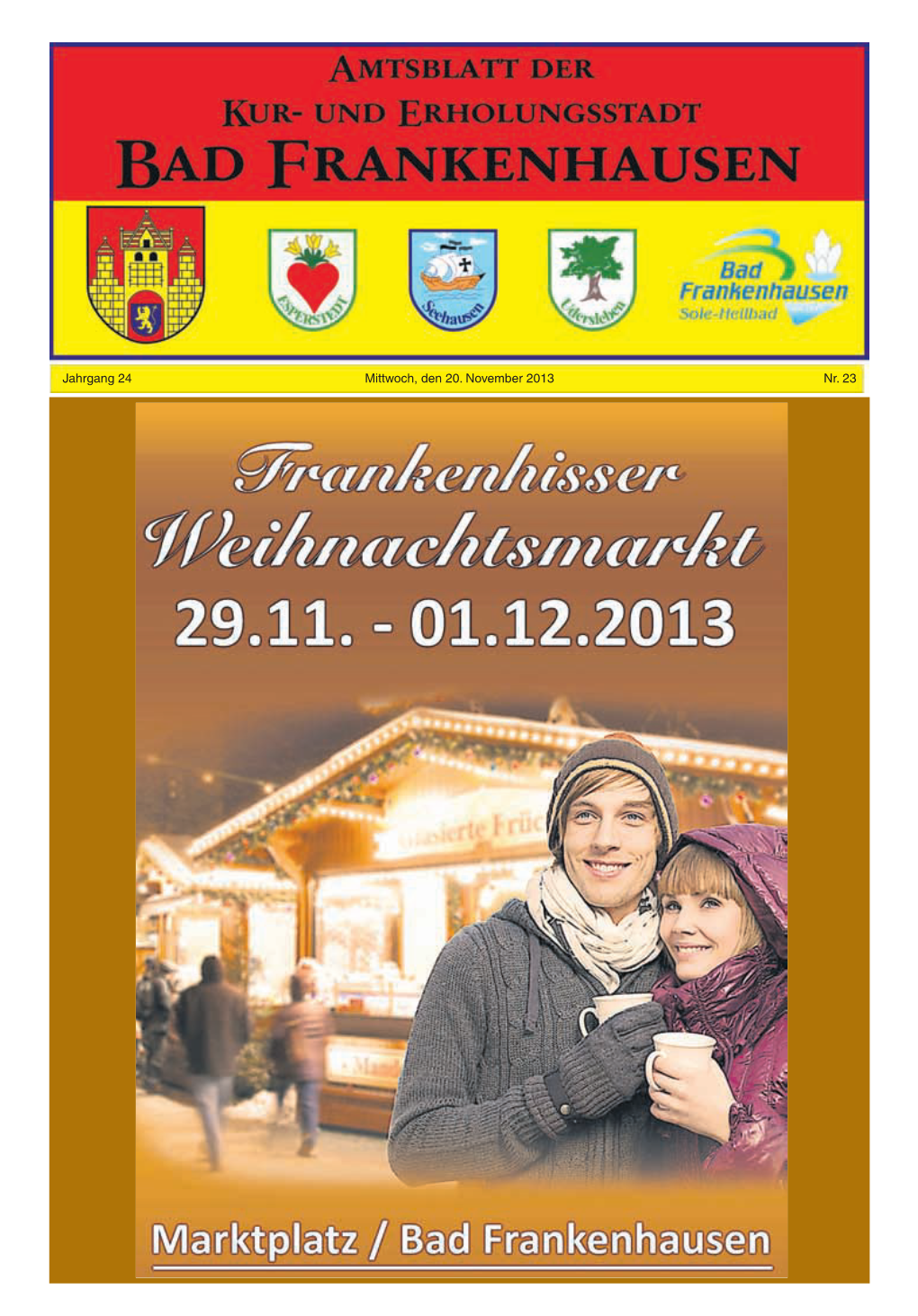 Jahrgang 24 Mittwoch, Den 20. November 2013 Nr. 23 Bad Frankenhausen - 2 - Nr