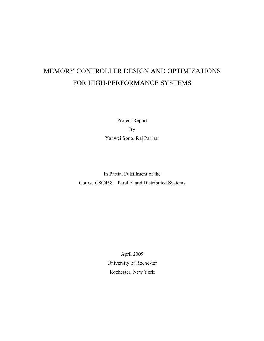 Memory Controller Design and Optimizations for High-Performance Systems