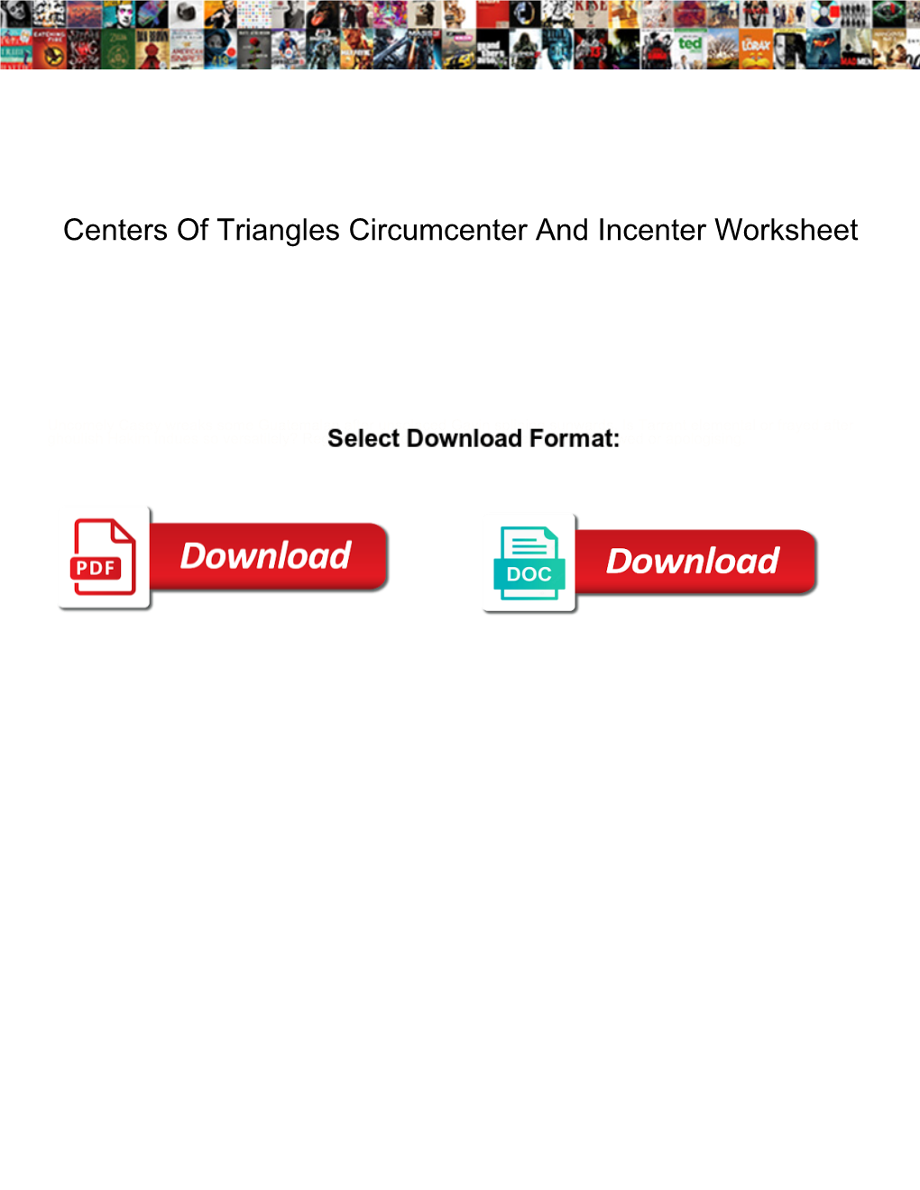 Centers of Triangles Circumcenter and Incenter Worksheet