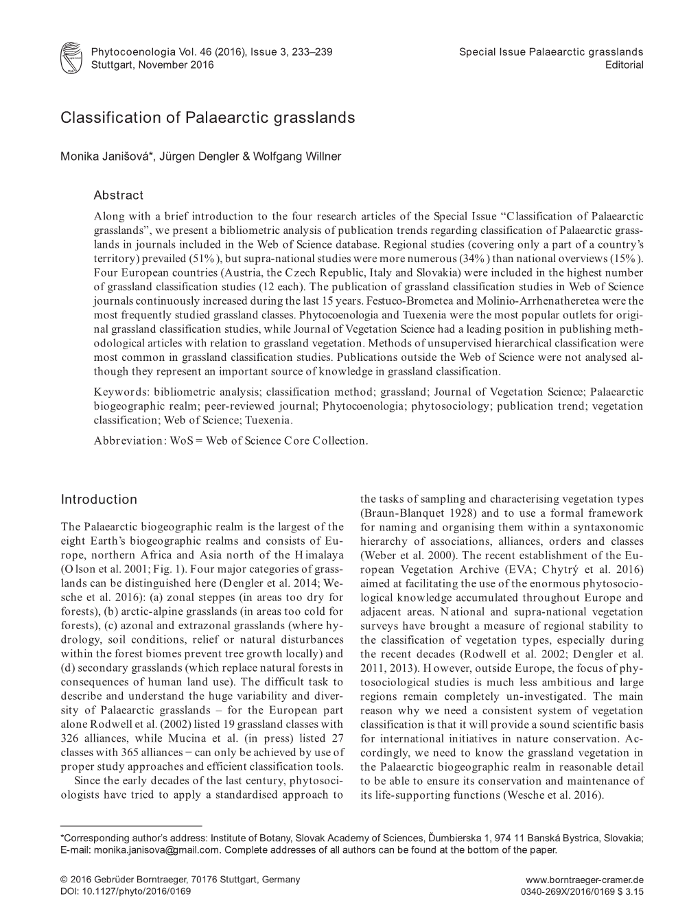 Classification of Palaearctic Grasslands