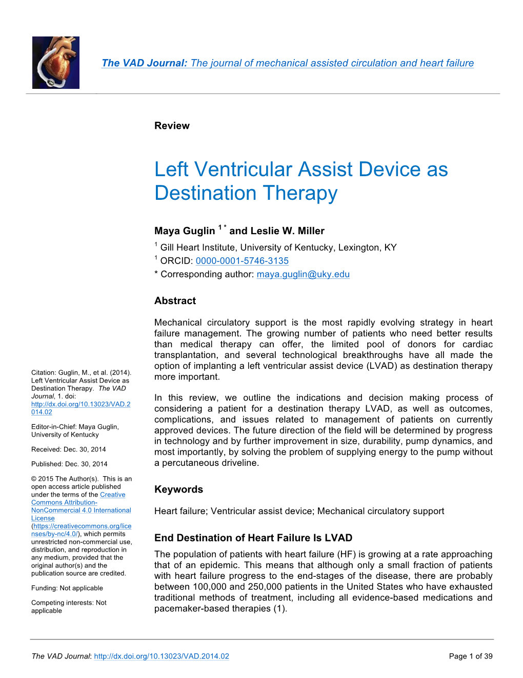 Left Ventricular Assist Device As Destination Therapy