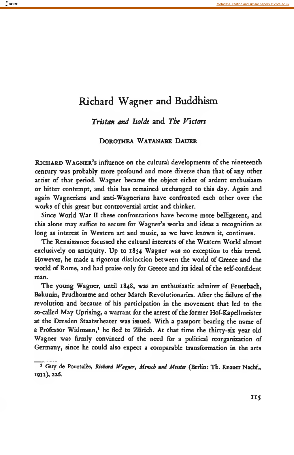 Richard Wagner and Buddhism