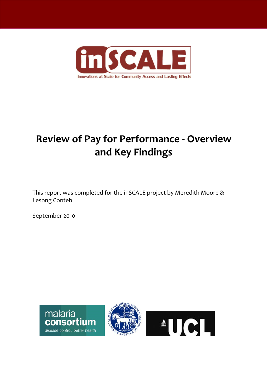 Review of Pay for Performance - Overview and Key Findings