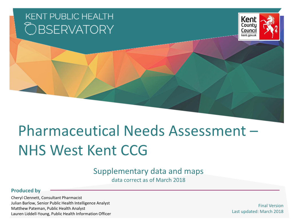 Pharmaceutical Needs Assessment – NHS West Kent