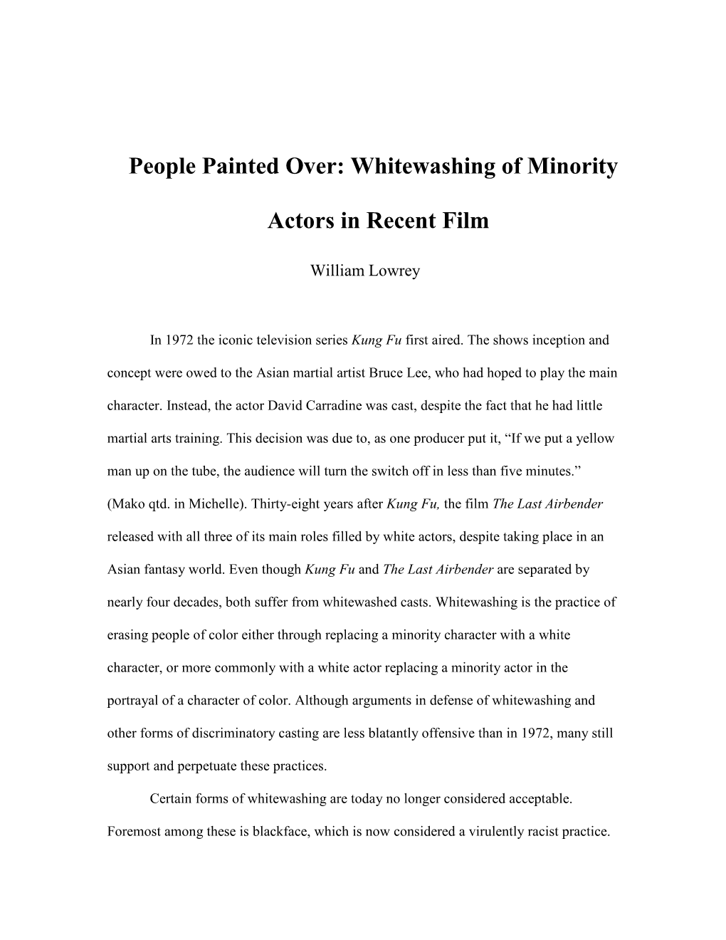 Whitewashing of Minority