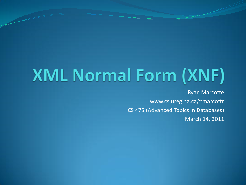 XML Normal Form (XNF)