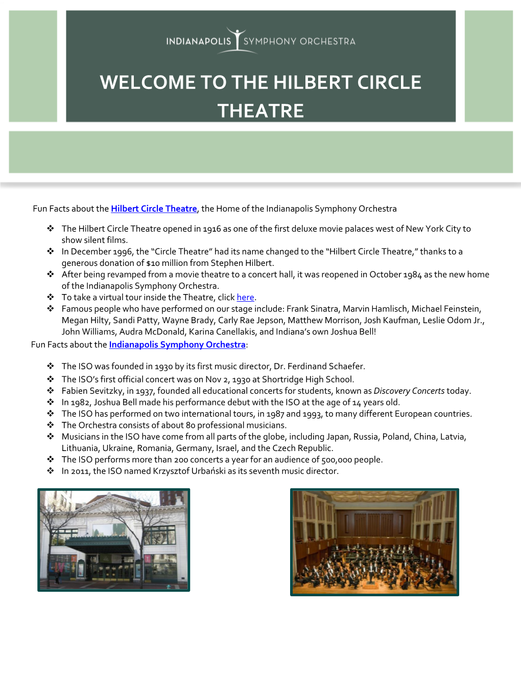 The Hilbert Circle Theatre, the Home of the Indianapolis Symphony Orchestra
