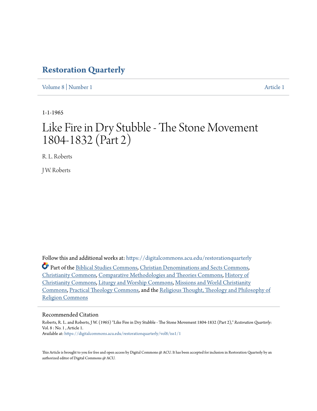 Like Fire in Dry Stubble - the Ts One Movement 1804-1832 (Part 2) R