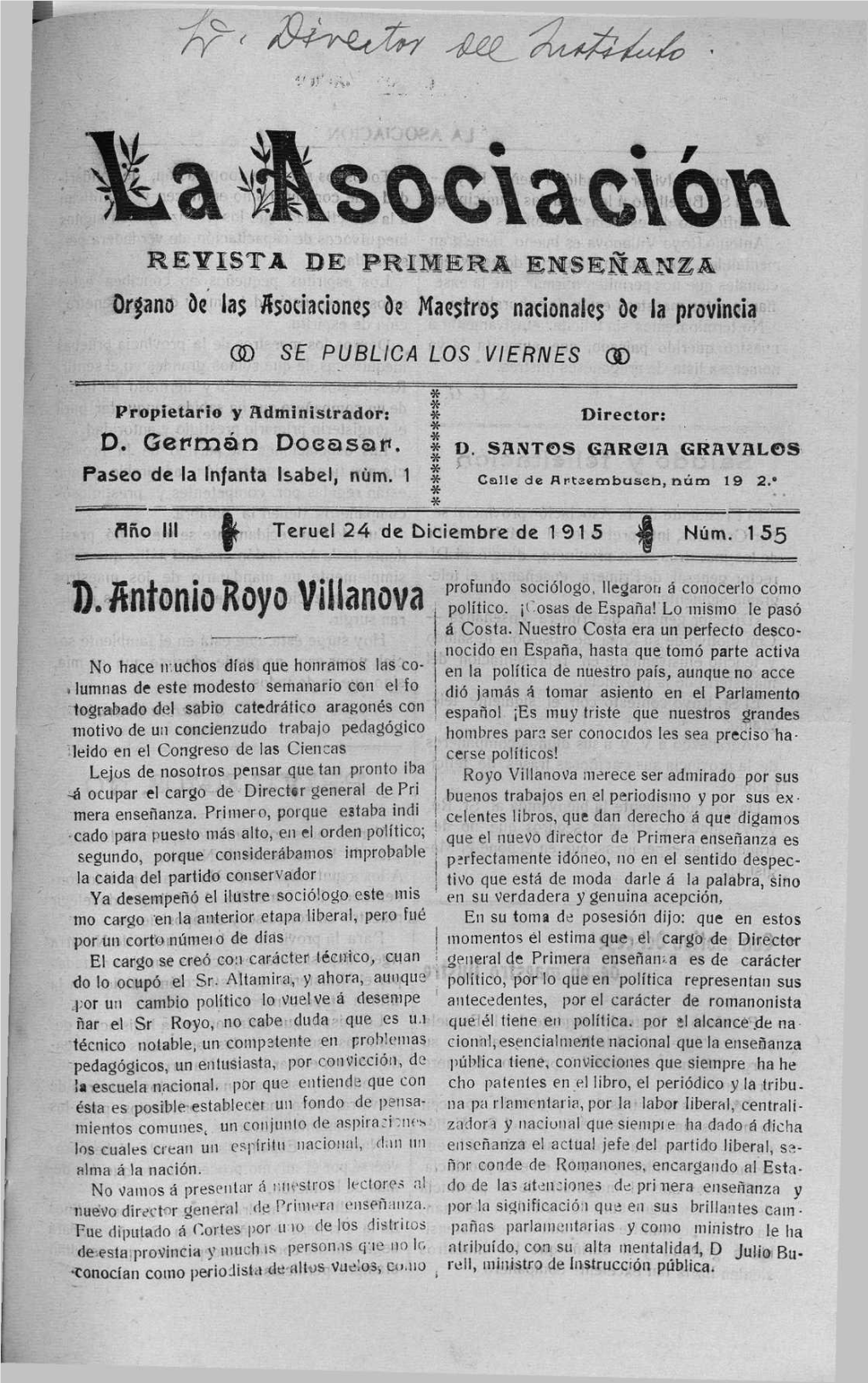 D. Antonio Royo Villanova Político