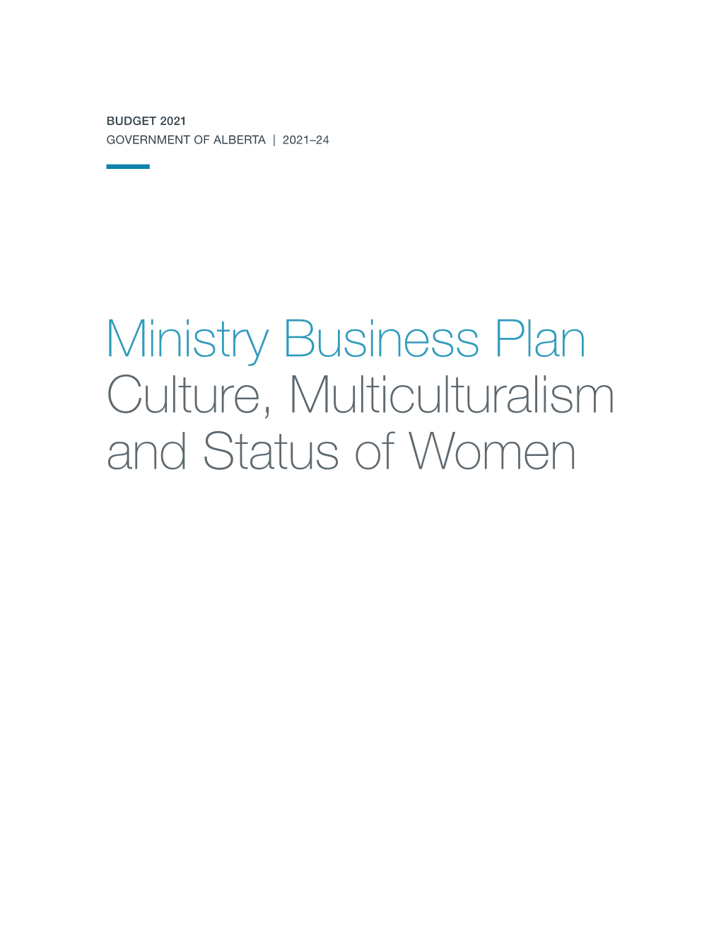 2021-24 Culture, Multiculturalism and Status of Women Business Plan