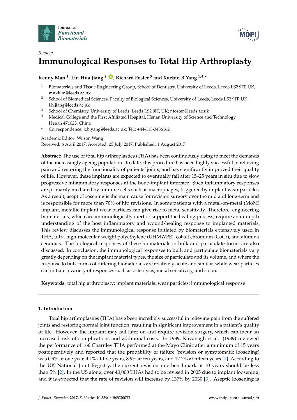 Immunological Responses to Total Hip Arthroplasty