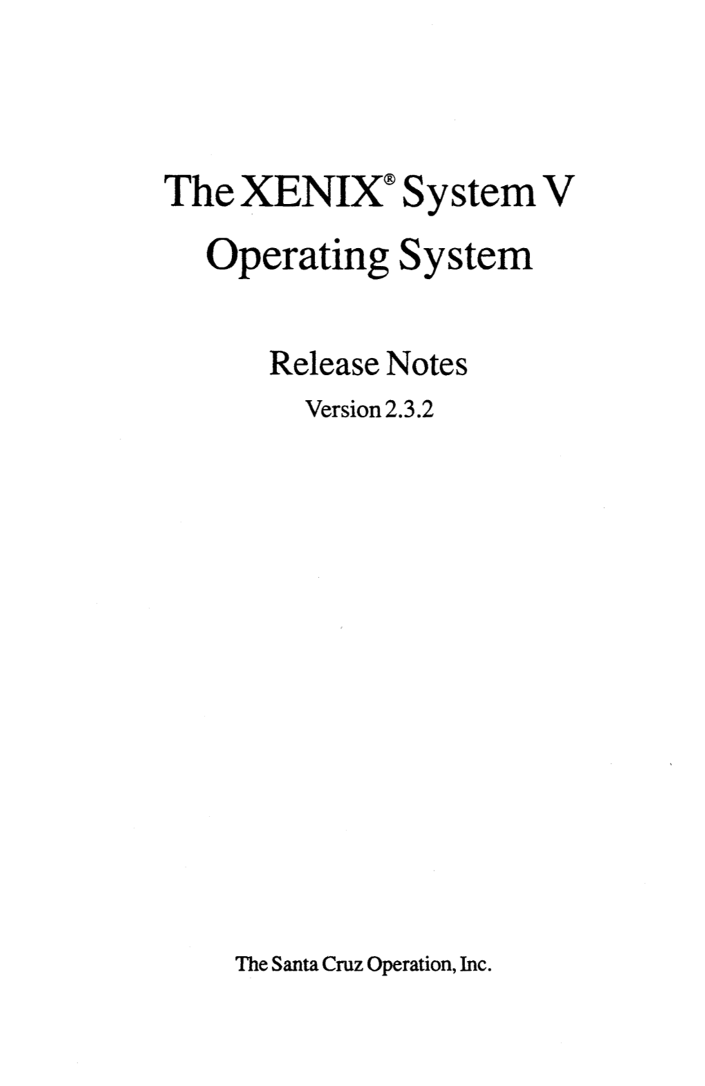 The XENIX® System V Operating System