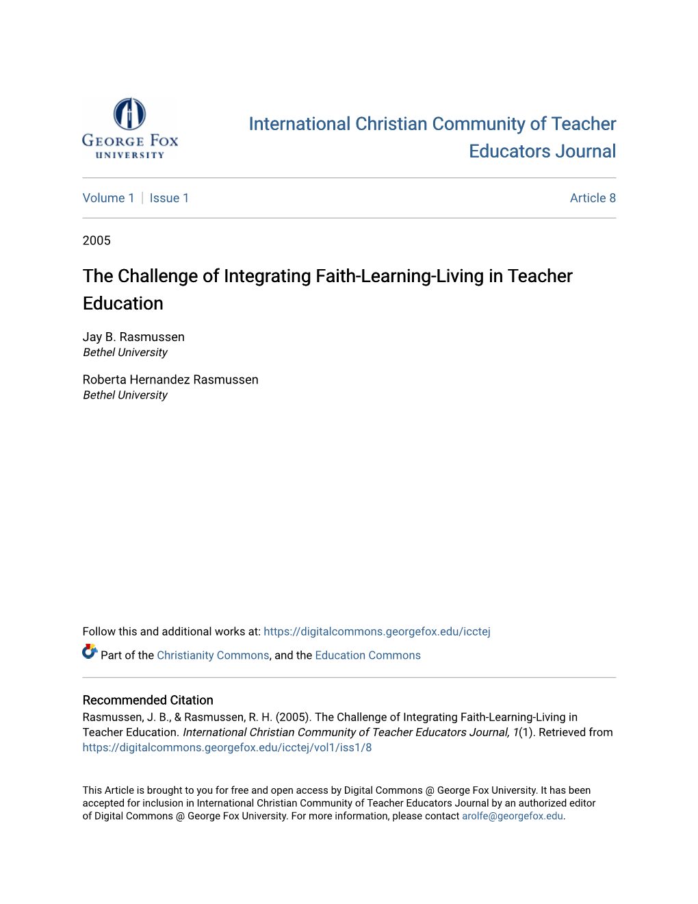 The Challenge of Integrating Faith-Learning-Living in Teacher Education