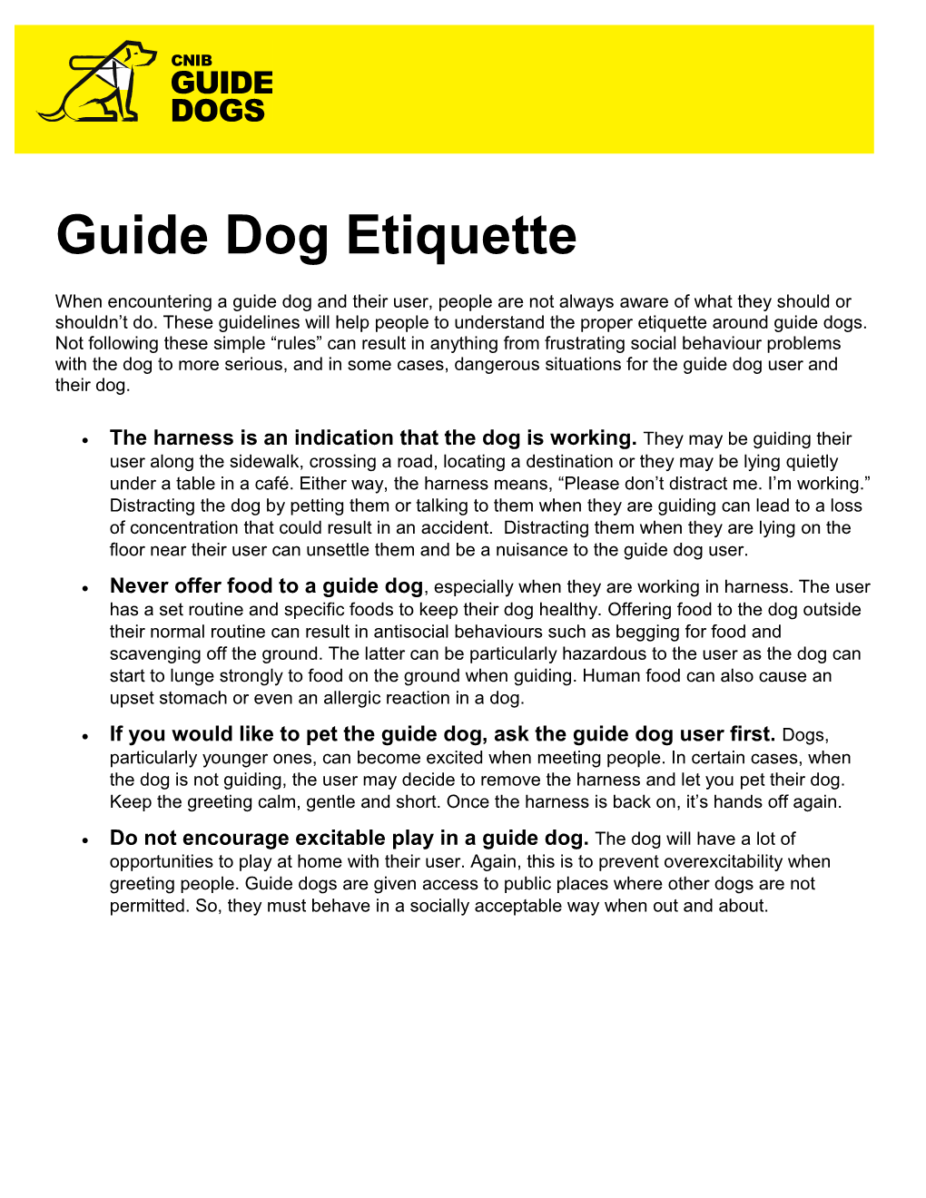 Guide Dog Etiquette