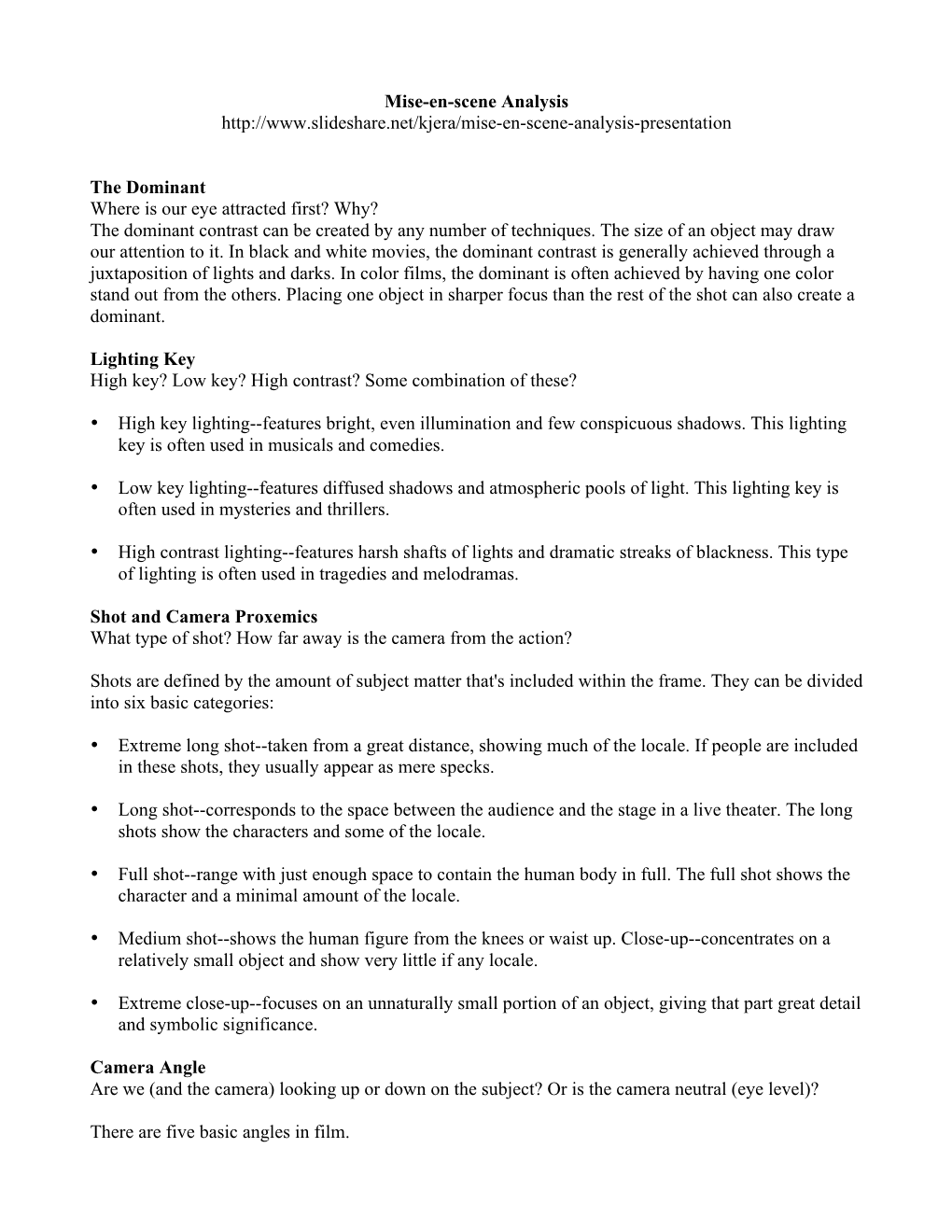 Mise-En-Scene Analysis