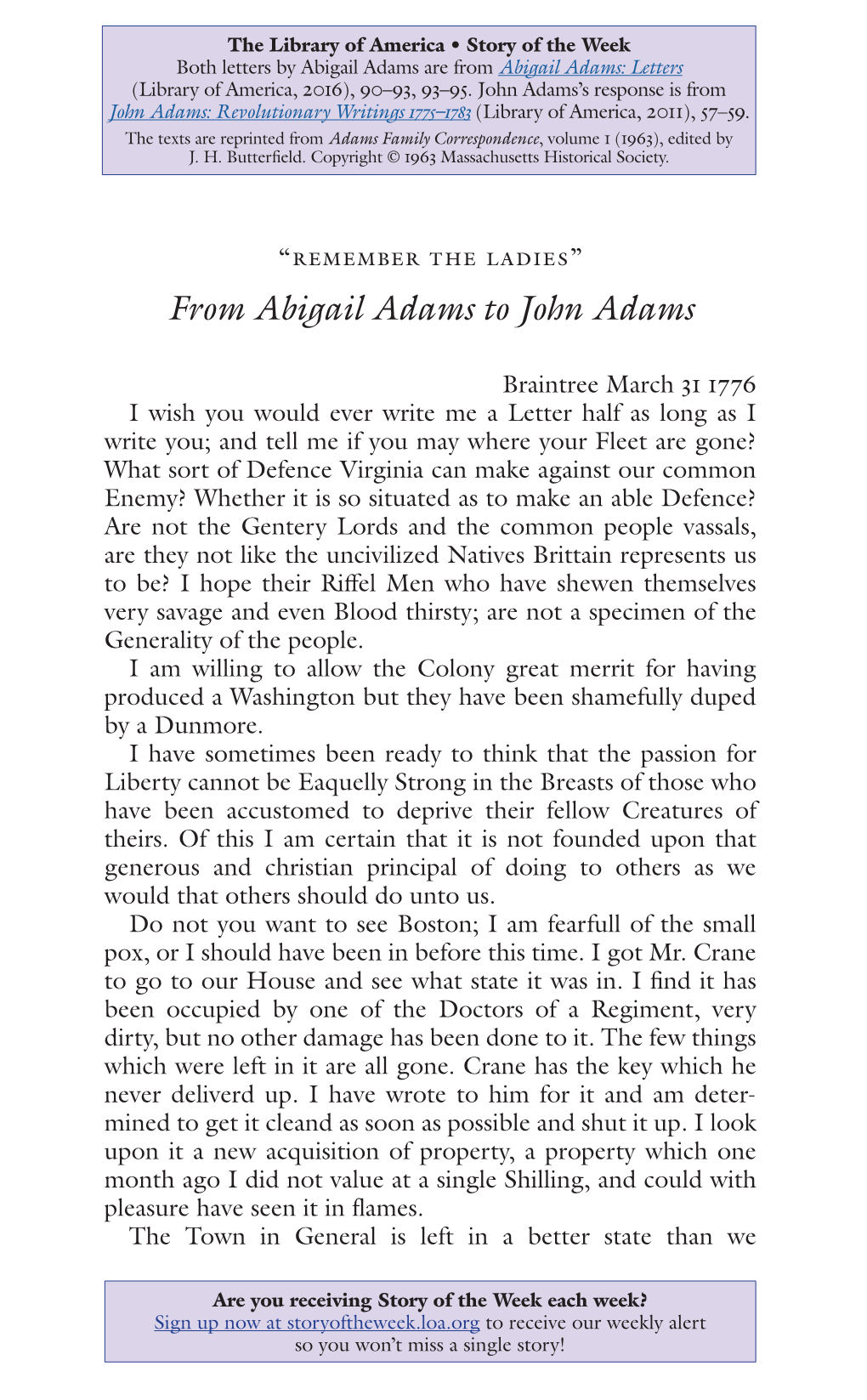 From Abigail Adams to John Adams