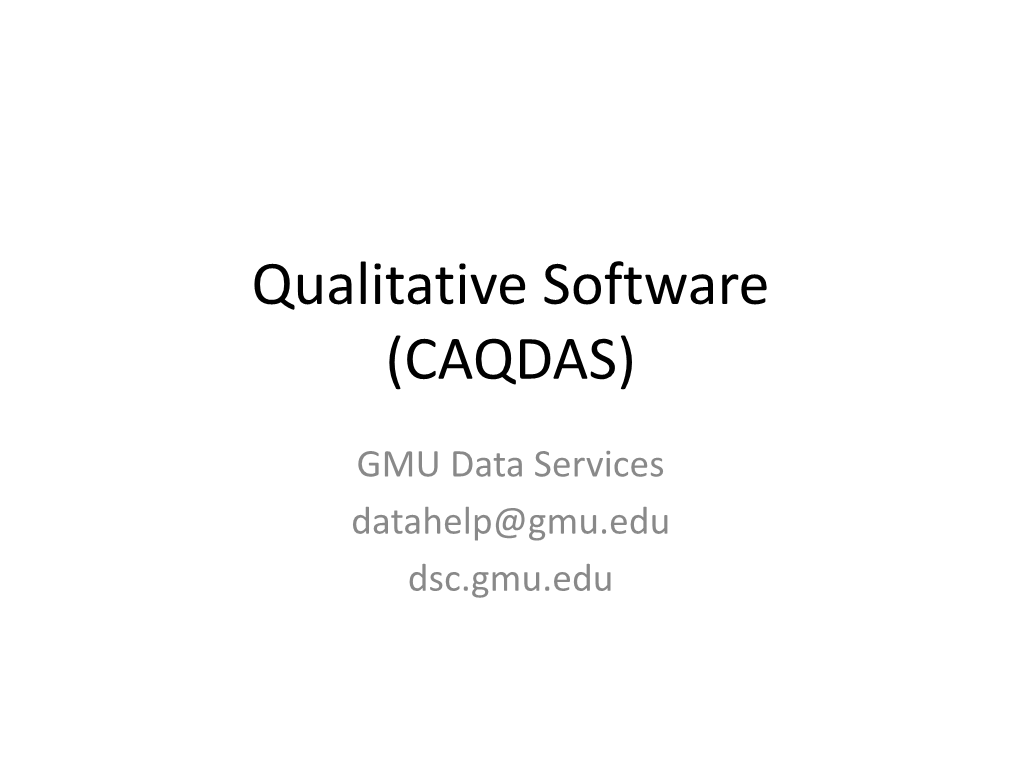 Qualitative Software (CAQDAS)