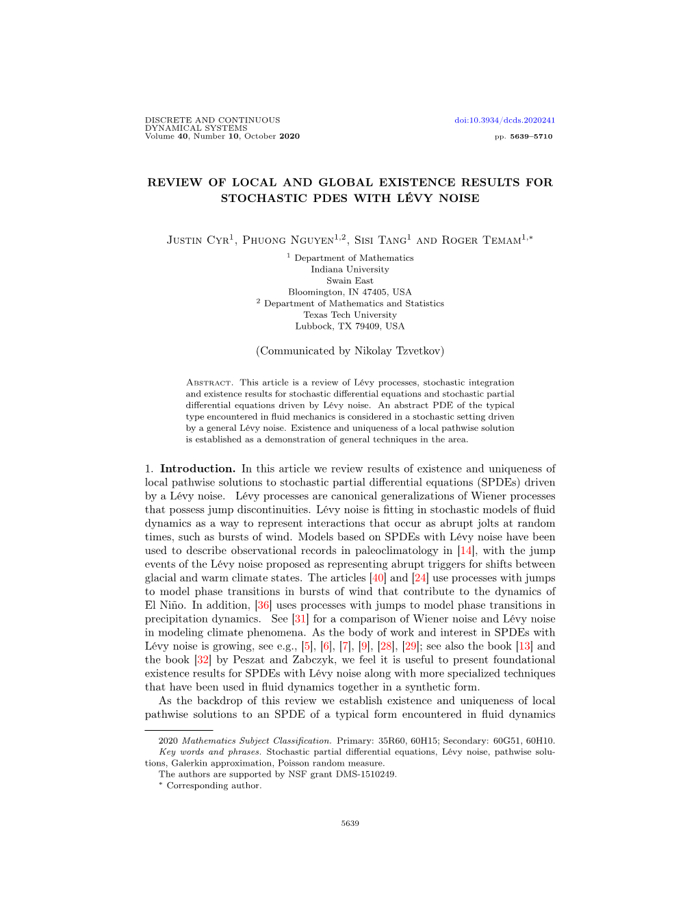 Review of Local and Global Existence Results for Stochastic Pdes with Lévy Noise