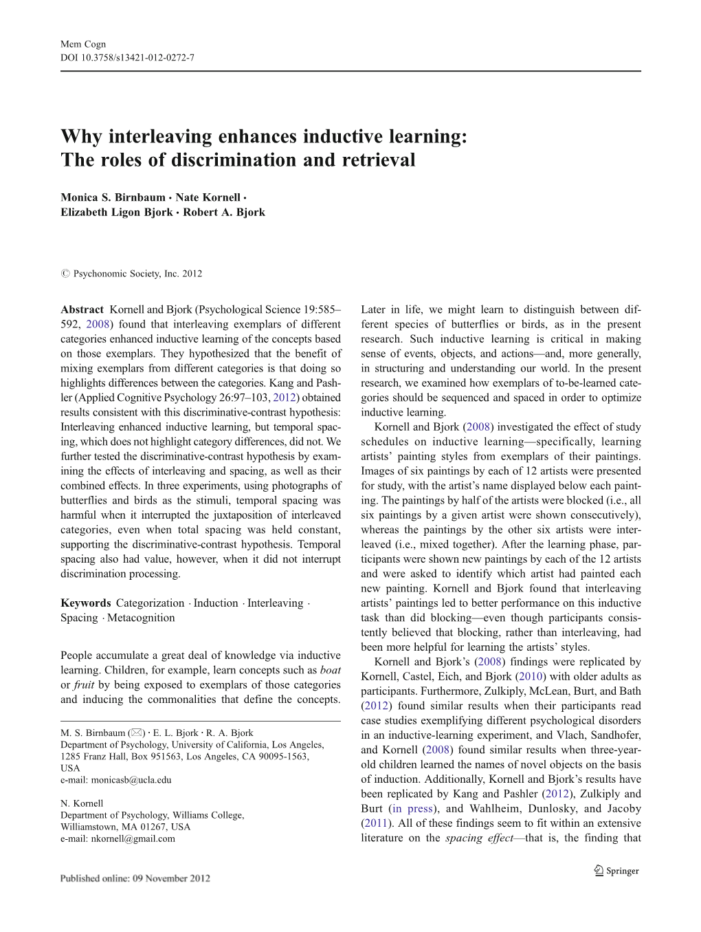 Why Interleaving Enhances Inductive Learning: the Roles of Discrimination and Retrieval