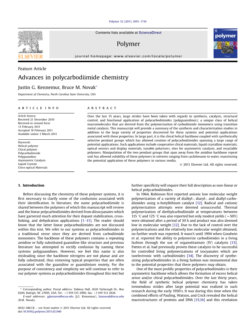 Advances in Polycarbodiimide Chemistry