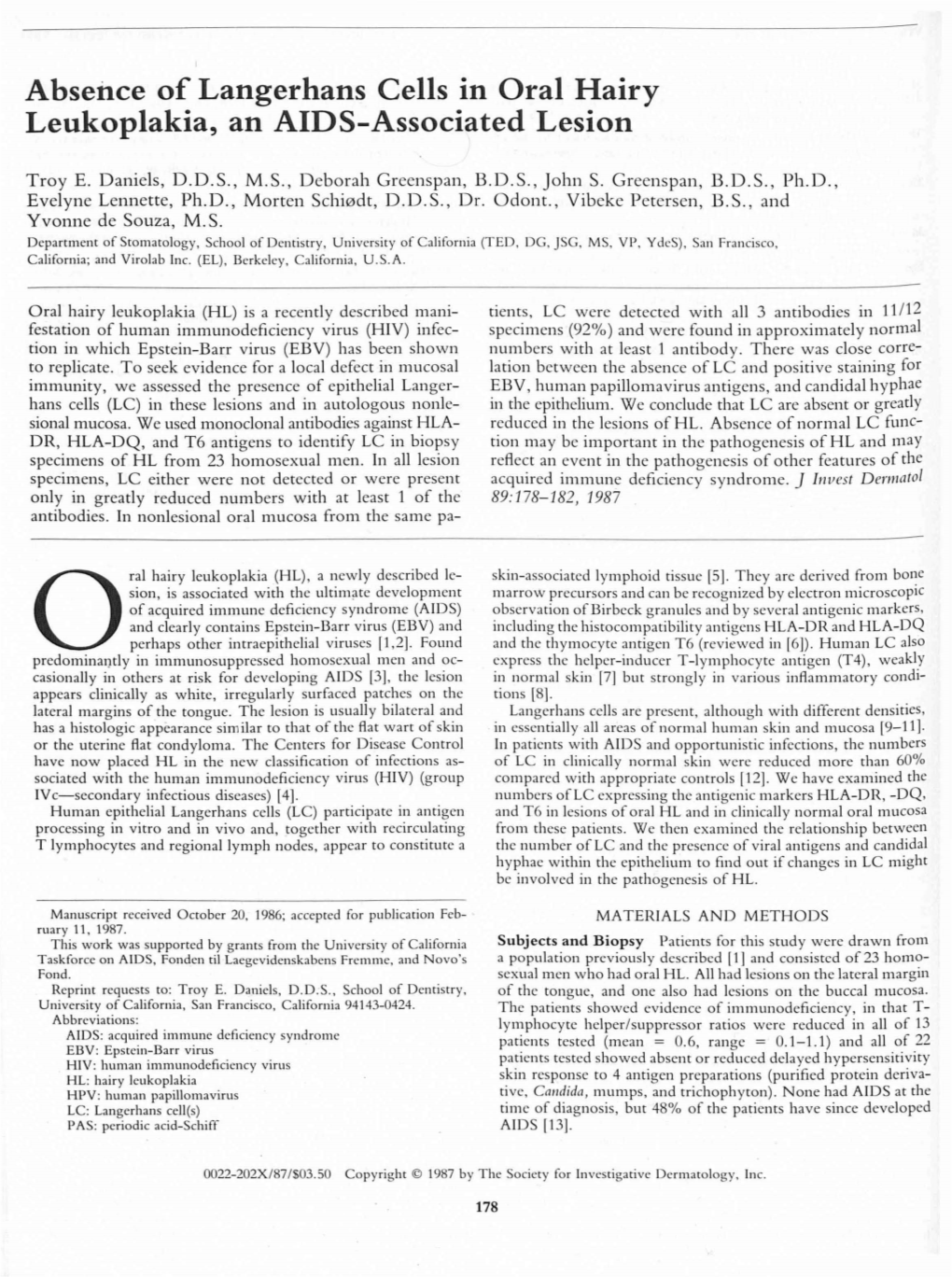 Absence of Langerhans Cells in Oral Hairy Leukoplakia, an AIDS-Associated Lesion