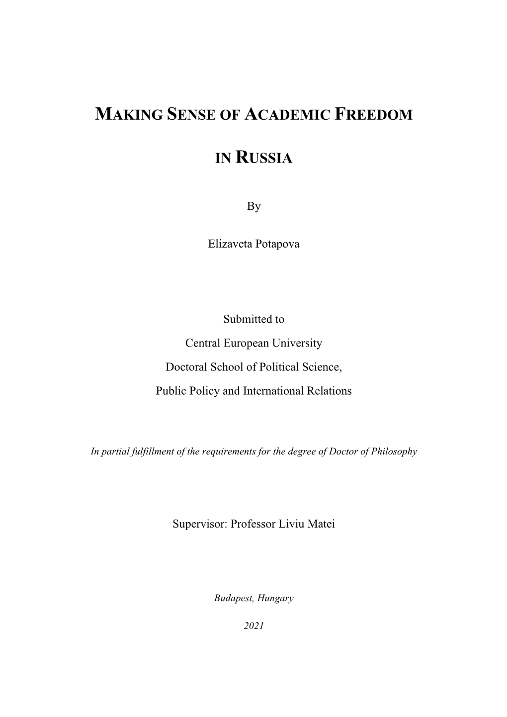 Making Sense of Academic Freedom in Russia