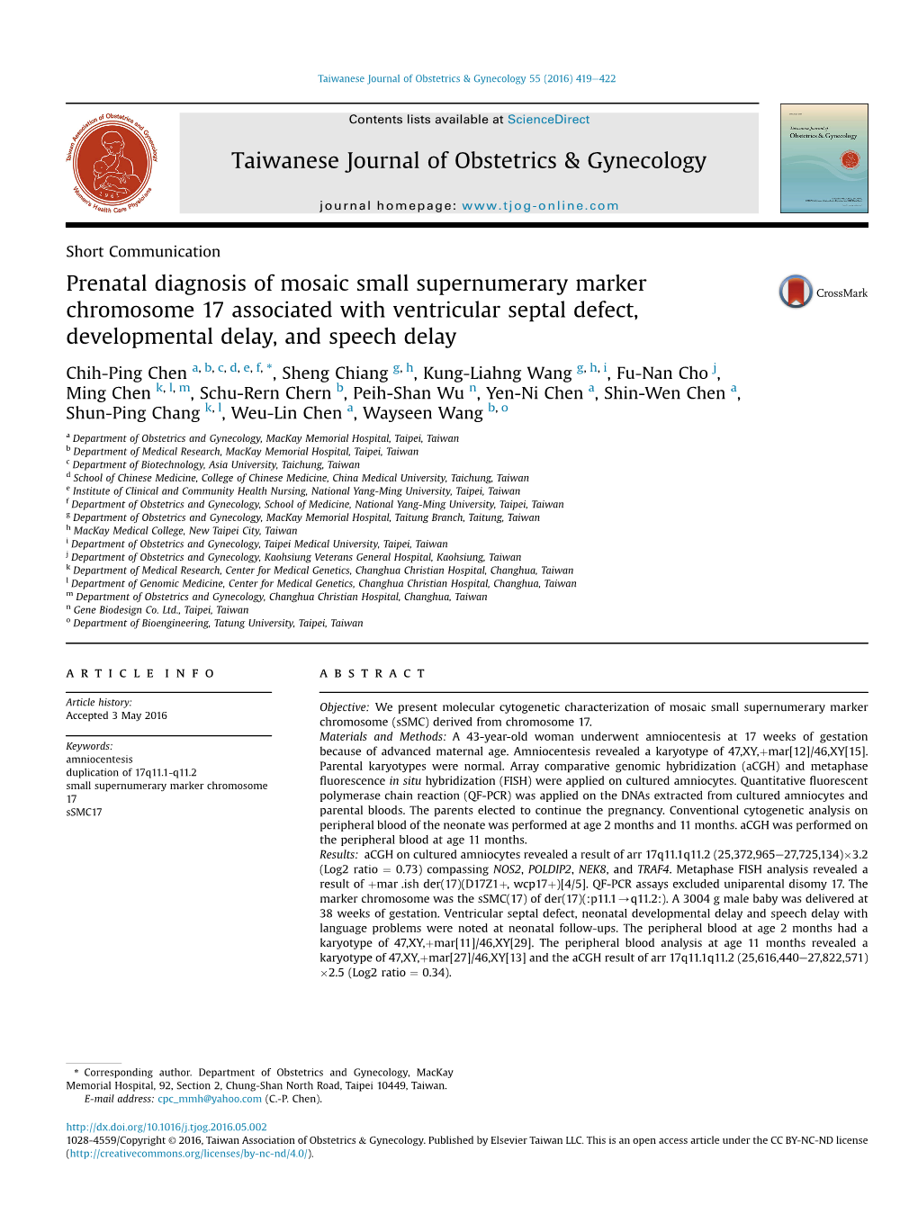 Taiwanese Journal of Obstetrics & Gynecology