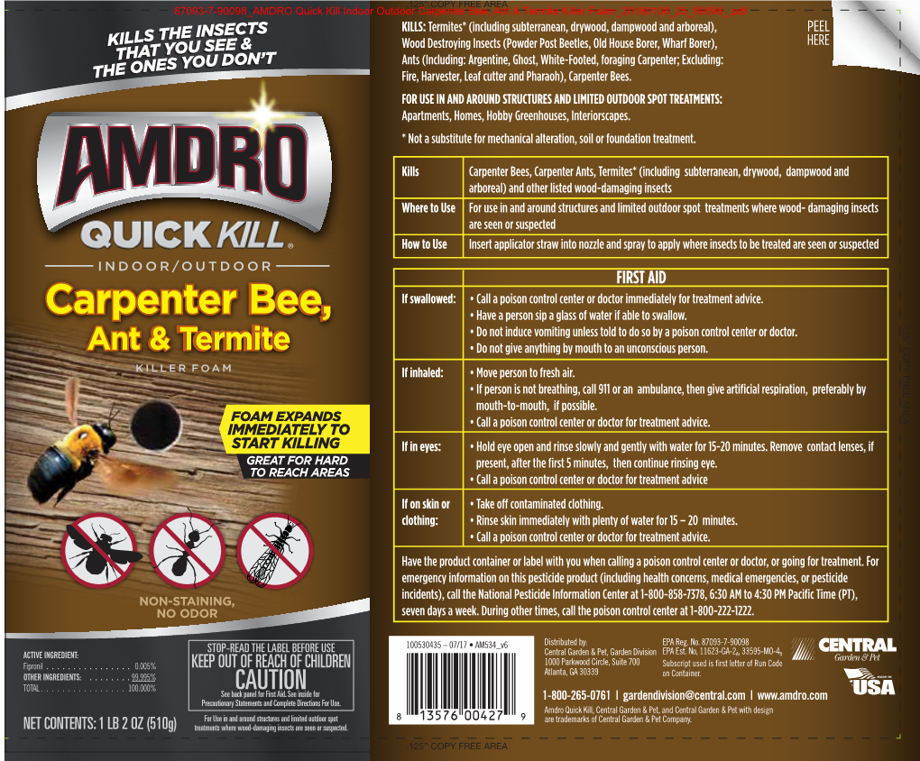 AMDRO 100530435 Quick Kill Carpenter Bee, Ant & Termite Foam