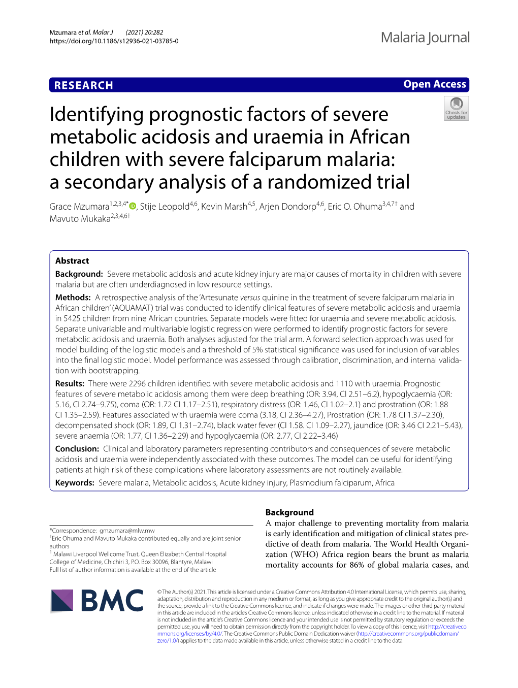 Identifying Prognostic Factors of Severe Metabolic