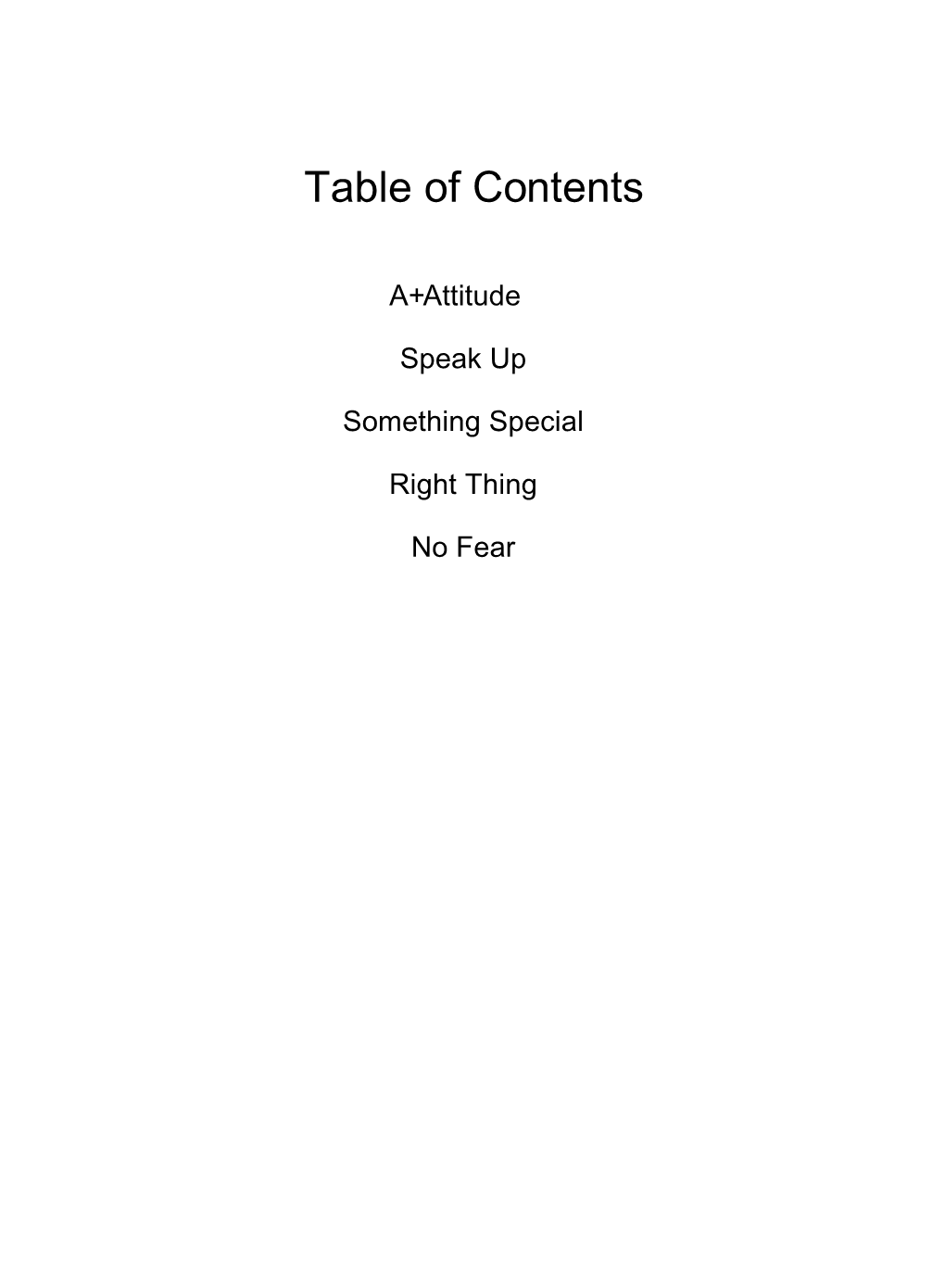 Table of Contents