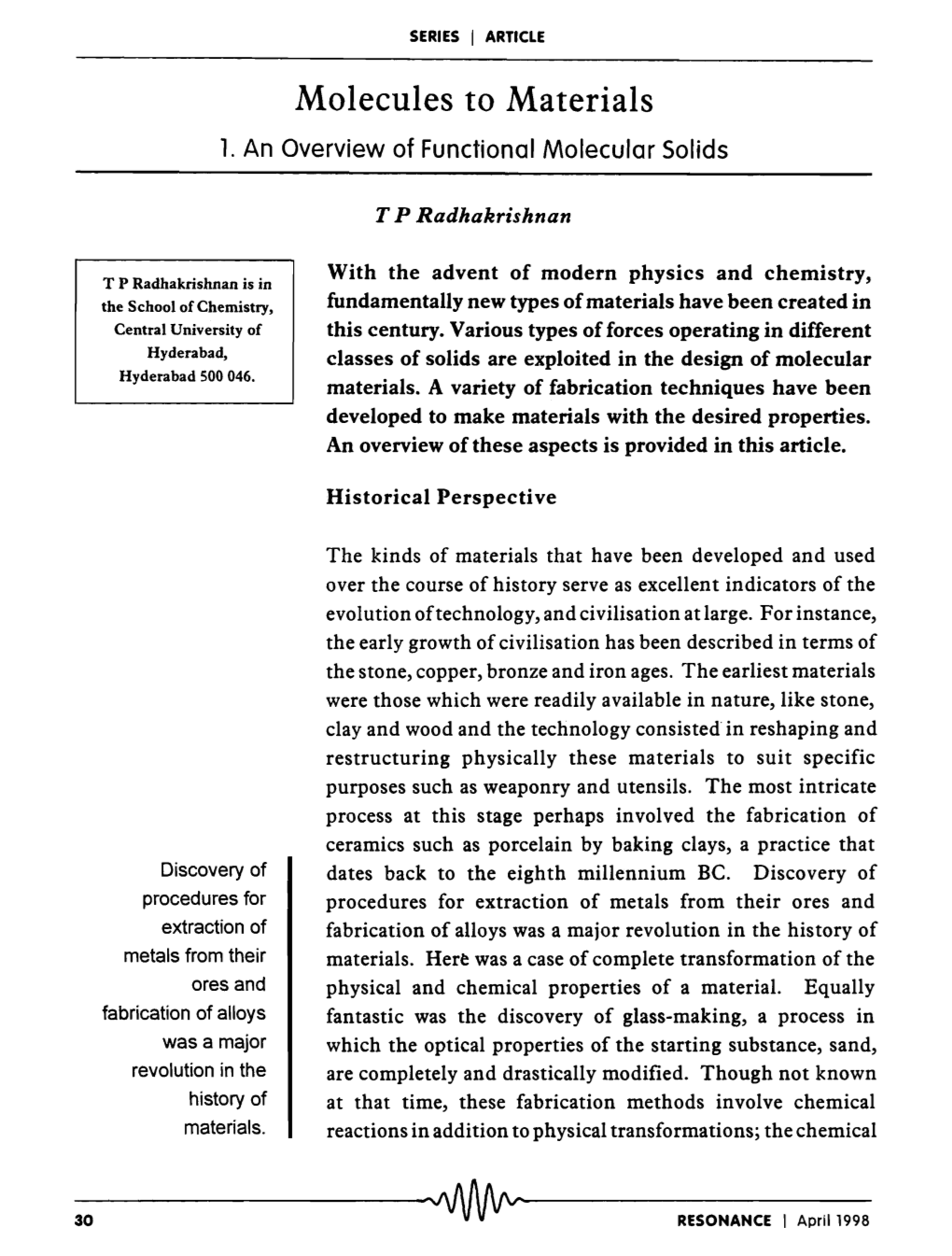 Molecules to Materials 1