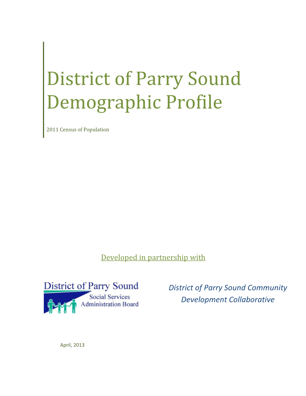 District of Parry Sound Demographic Profile