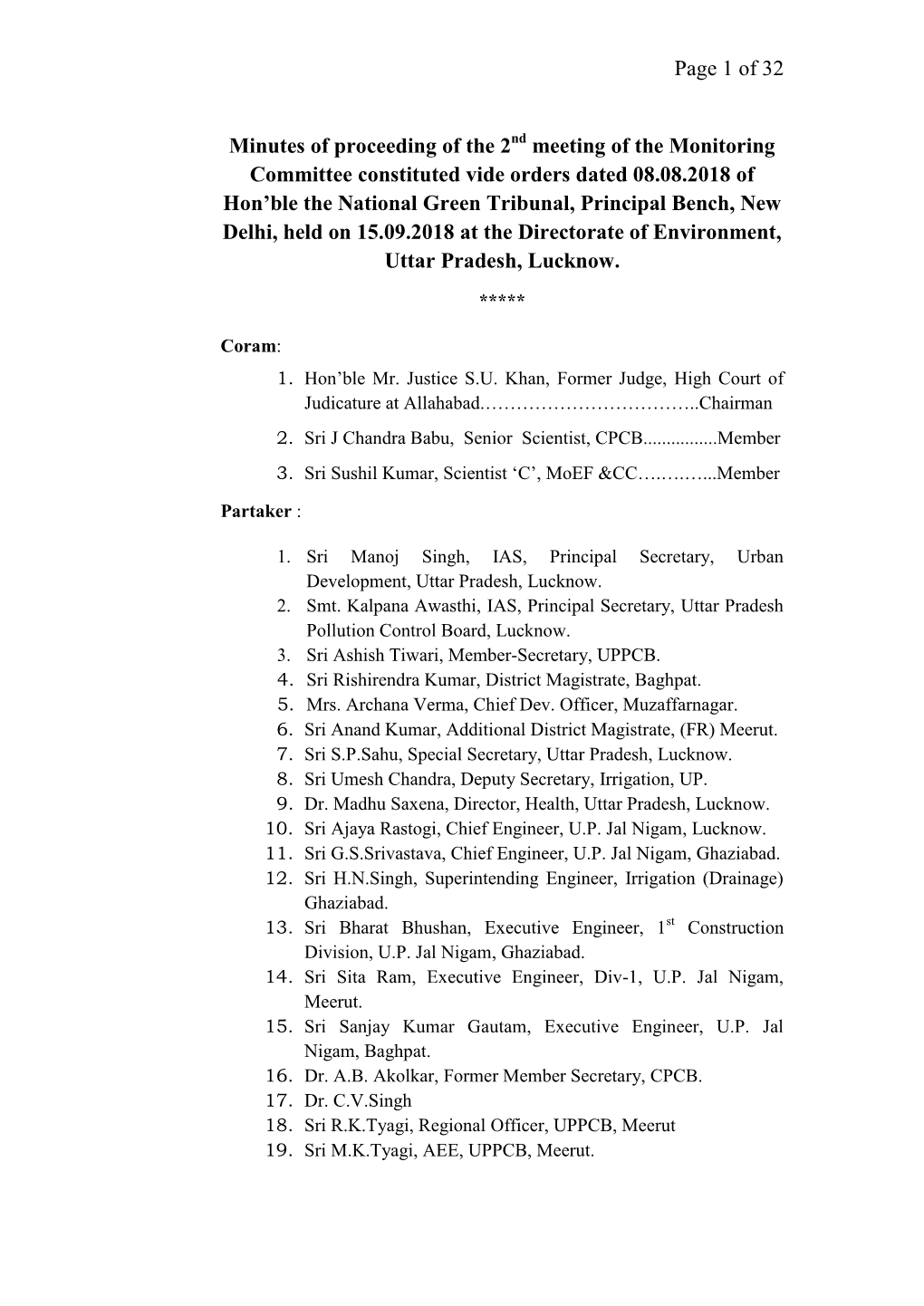 Page 1 of 32 Minutes of Proceeding of the 2 Meeting of the Monitoring