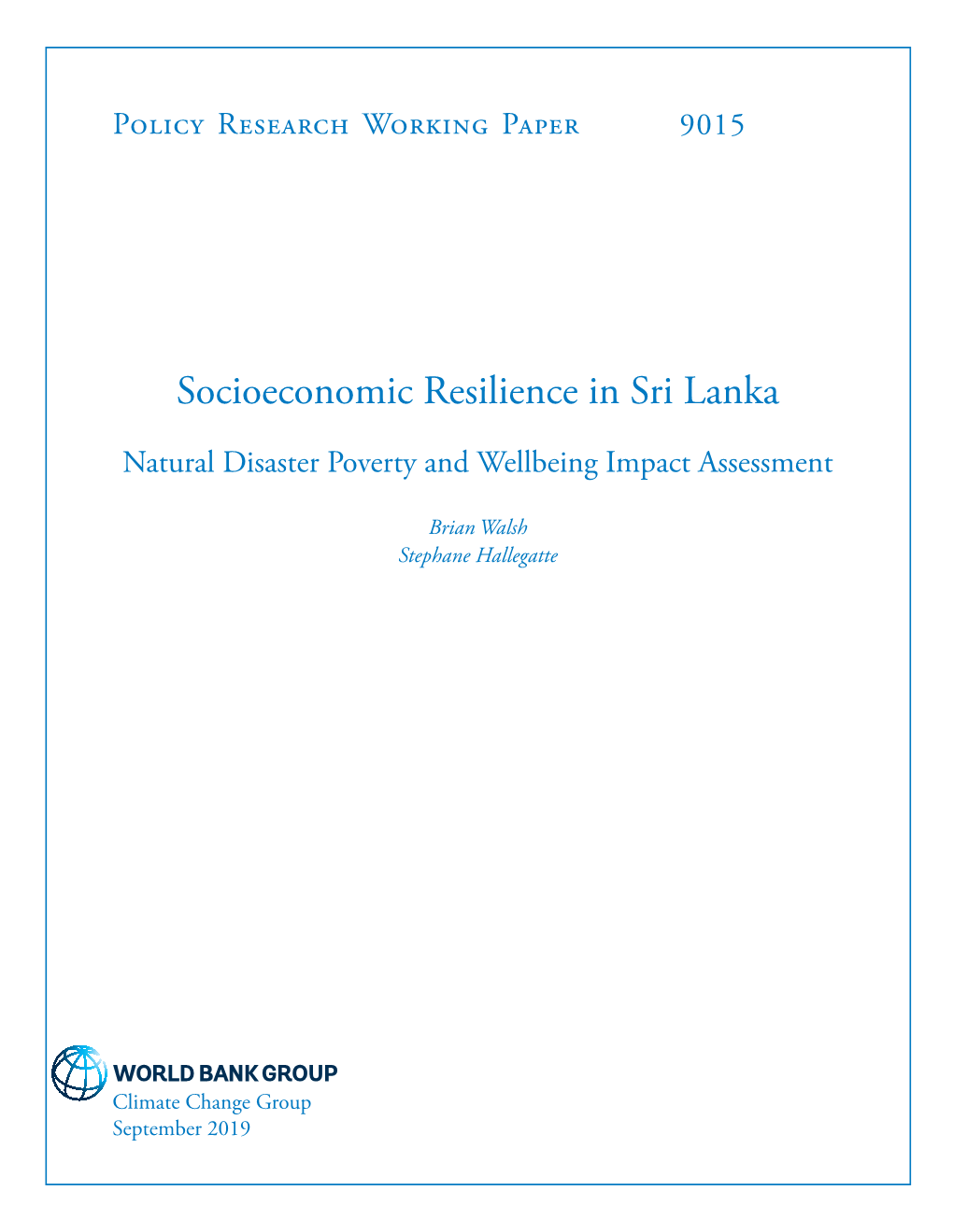 Socioeconomic Resilience in Sri Lanka