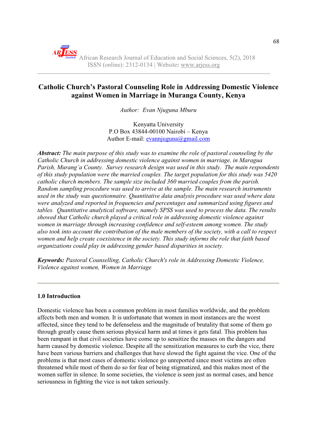 Catholic Church's Pastoral Counseling Role in Addressing