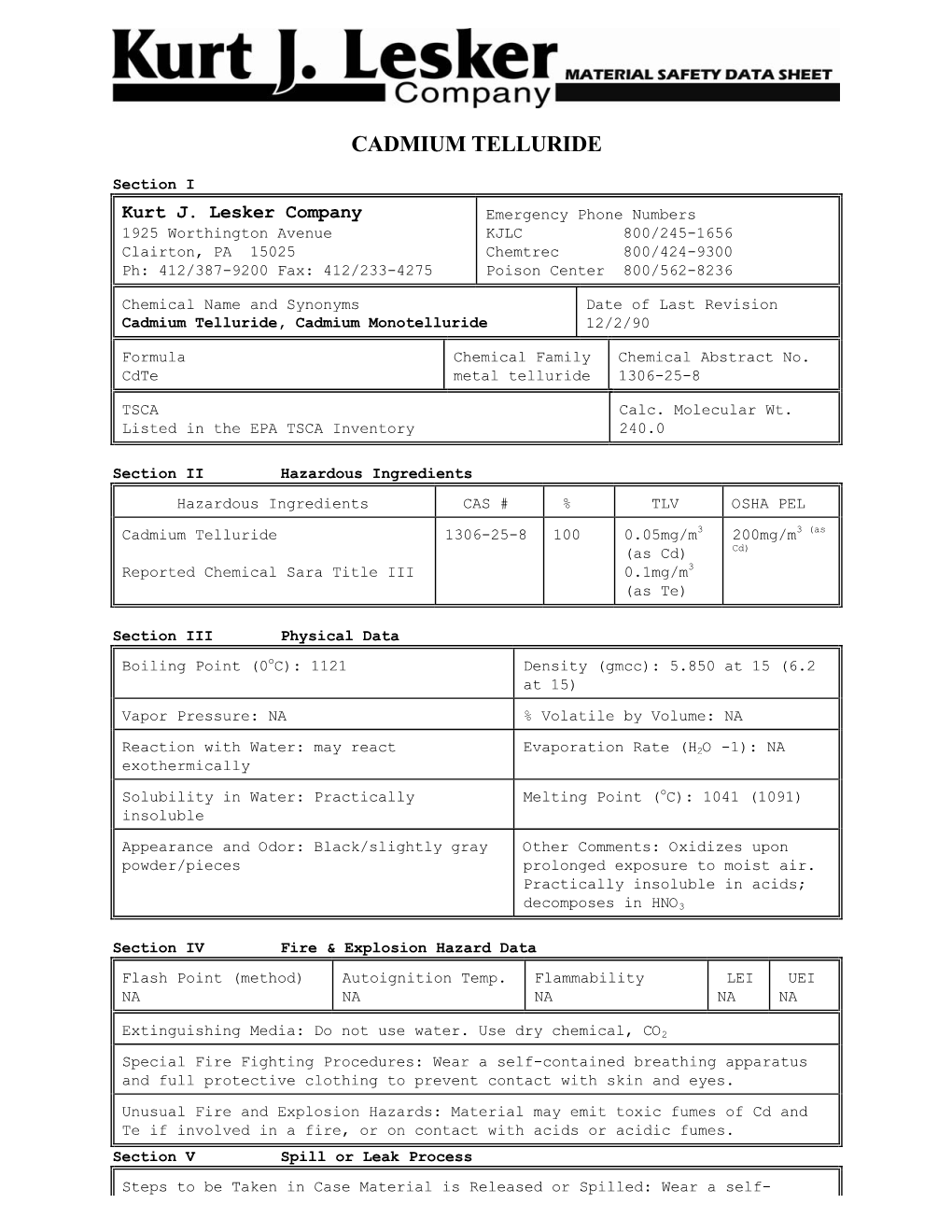 Cadmium Telluride