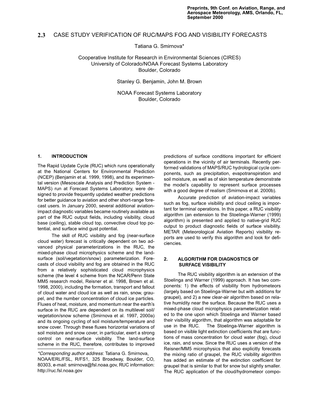 2.3 Case Study Verification of Ruc/Maps Fog and Visibility Forecasts