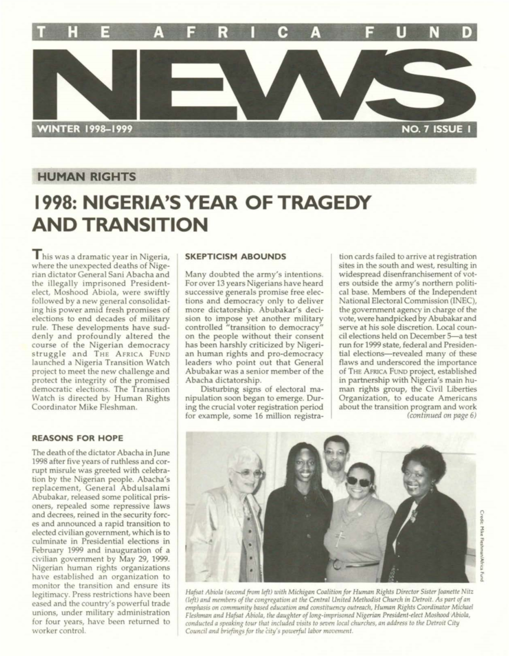 1998: Nigeria's Year of Tragedy and Transition