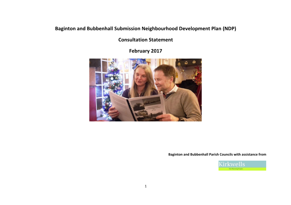 Baginton and Bubbenhall Submission Neighbourhood Development Plan (NDP)