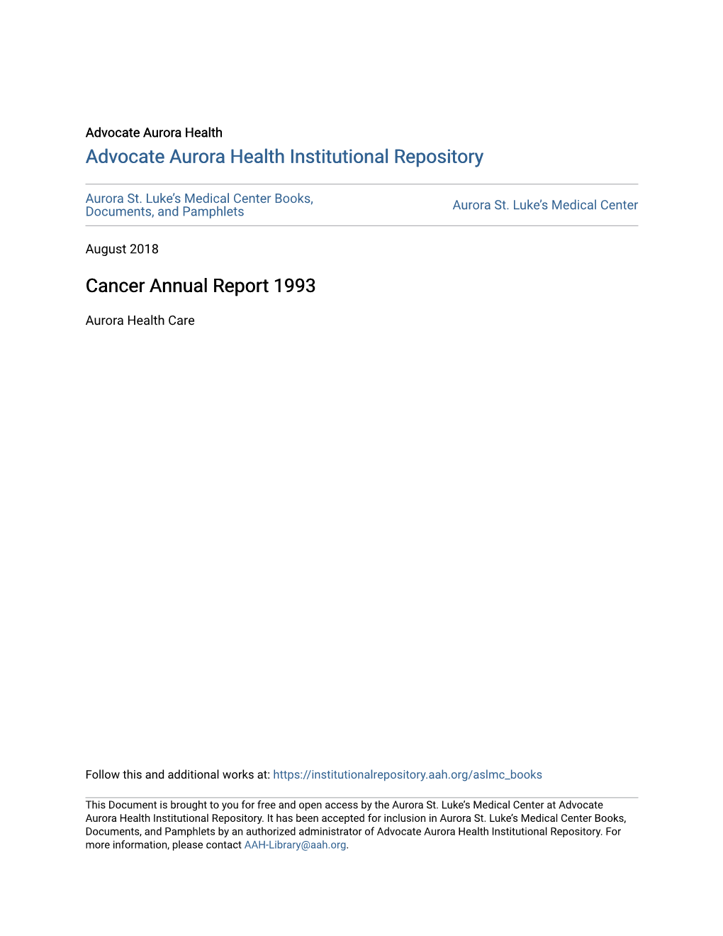 Cancer Annual Report 1993
