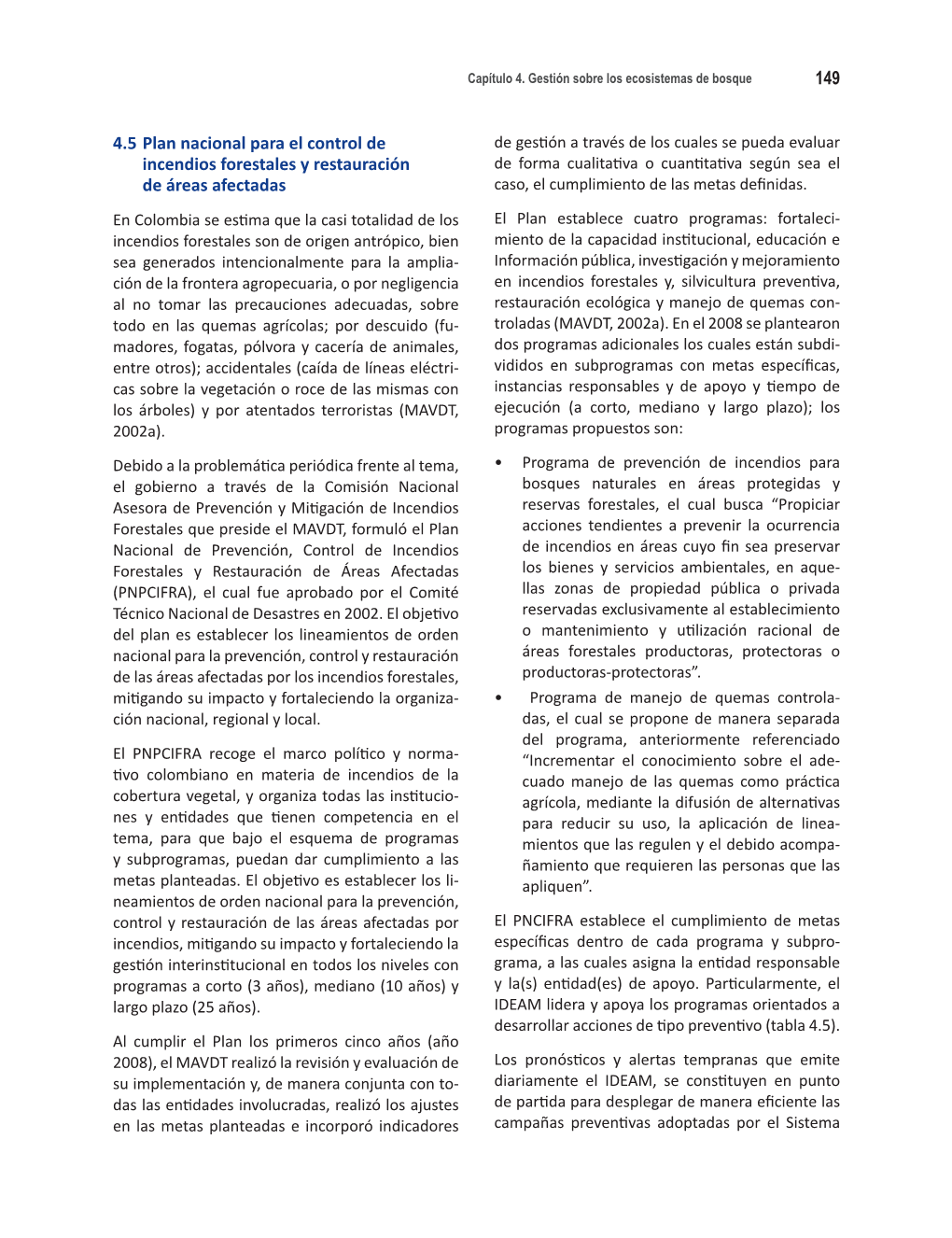 4.5 Plan Nacional Para El Control De Incendios Forestales Y Restauración