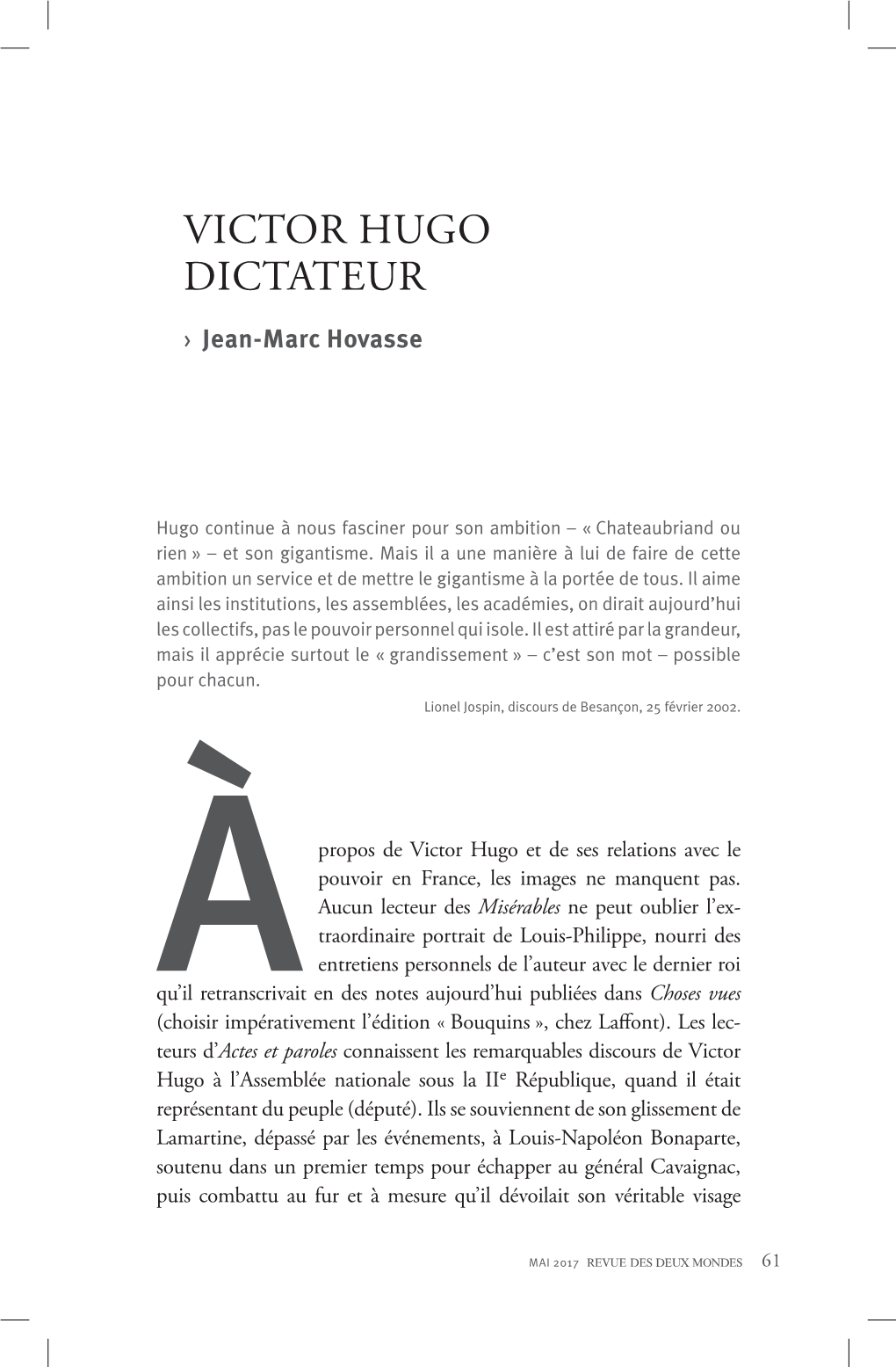 Victor Hugo Dictateur