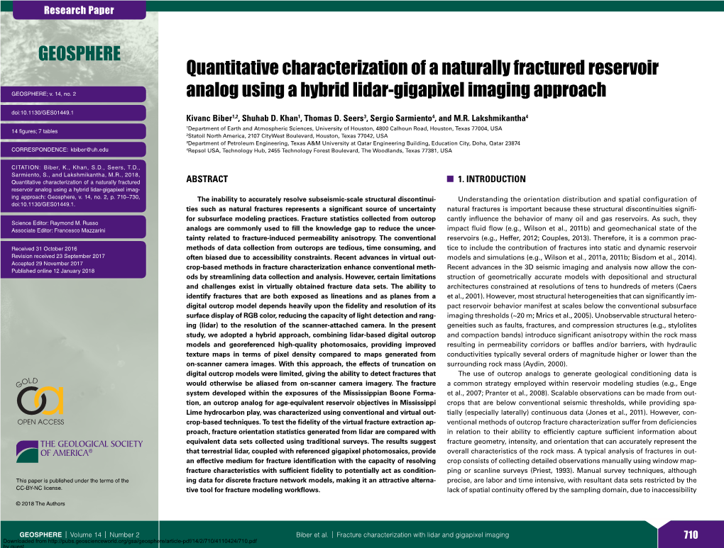 Quantitative Characterization of a Naturally Fractured Reservoir Analog